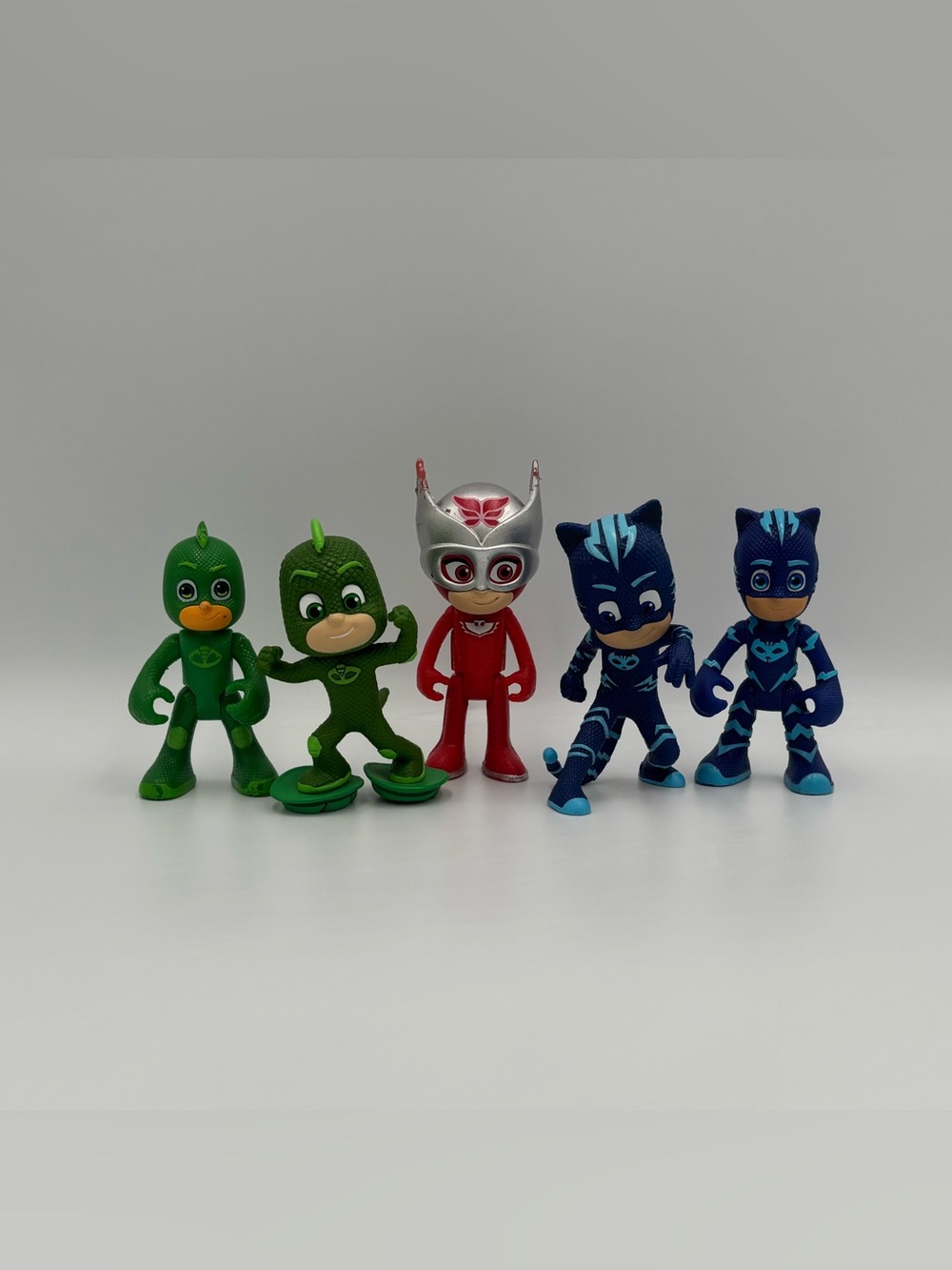 RARE Disney Jr PJ Masks Toy Lot- Gekko + Owlette + Catboy Pixar Cake Toppers